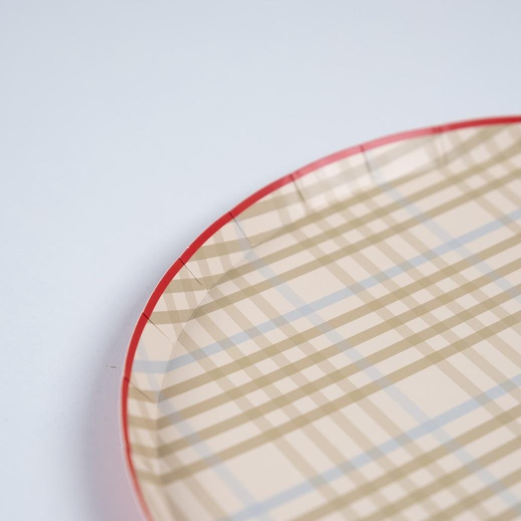 Sage Green Gingham Plates 8ct - Stesha Party