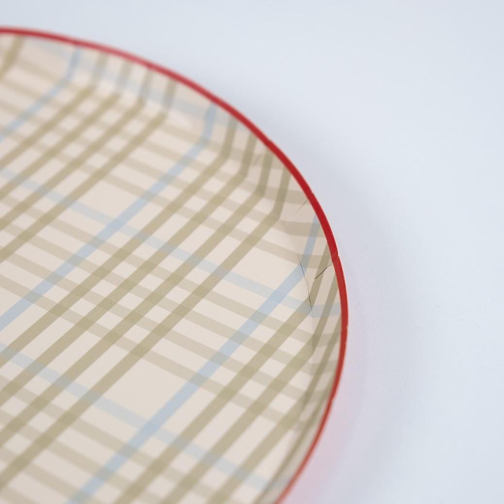 Sage Green Gingham Plates 8ct - Stesha Party