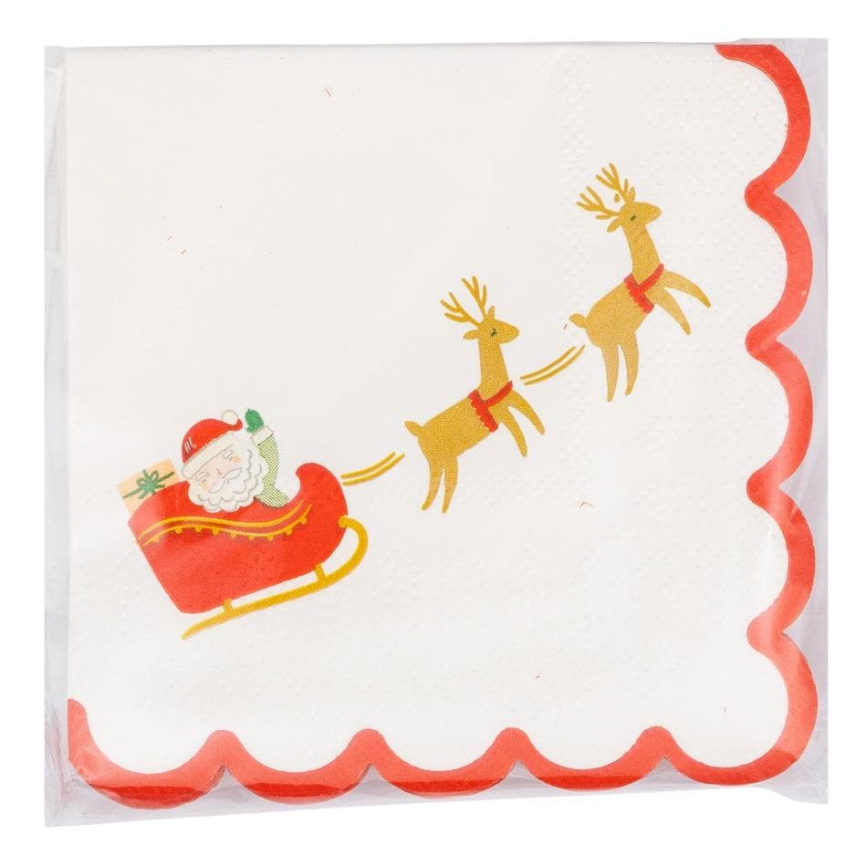 Santa Sleigh Cocktail Napkins 24ct - Stesha Party