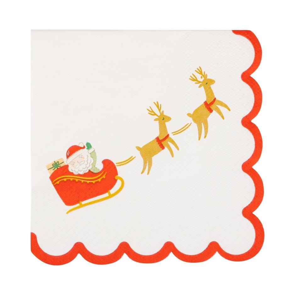 Santa Sleigh Cocktail Napkins 24ct - Stesha Party