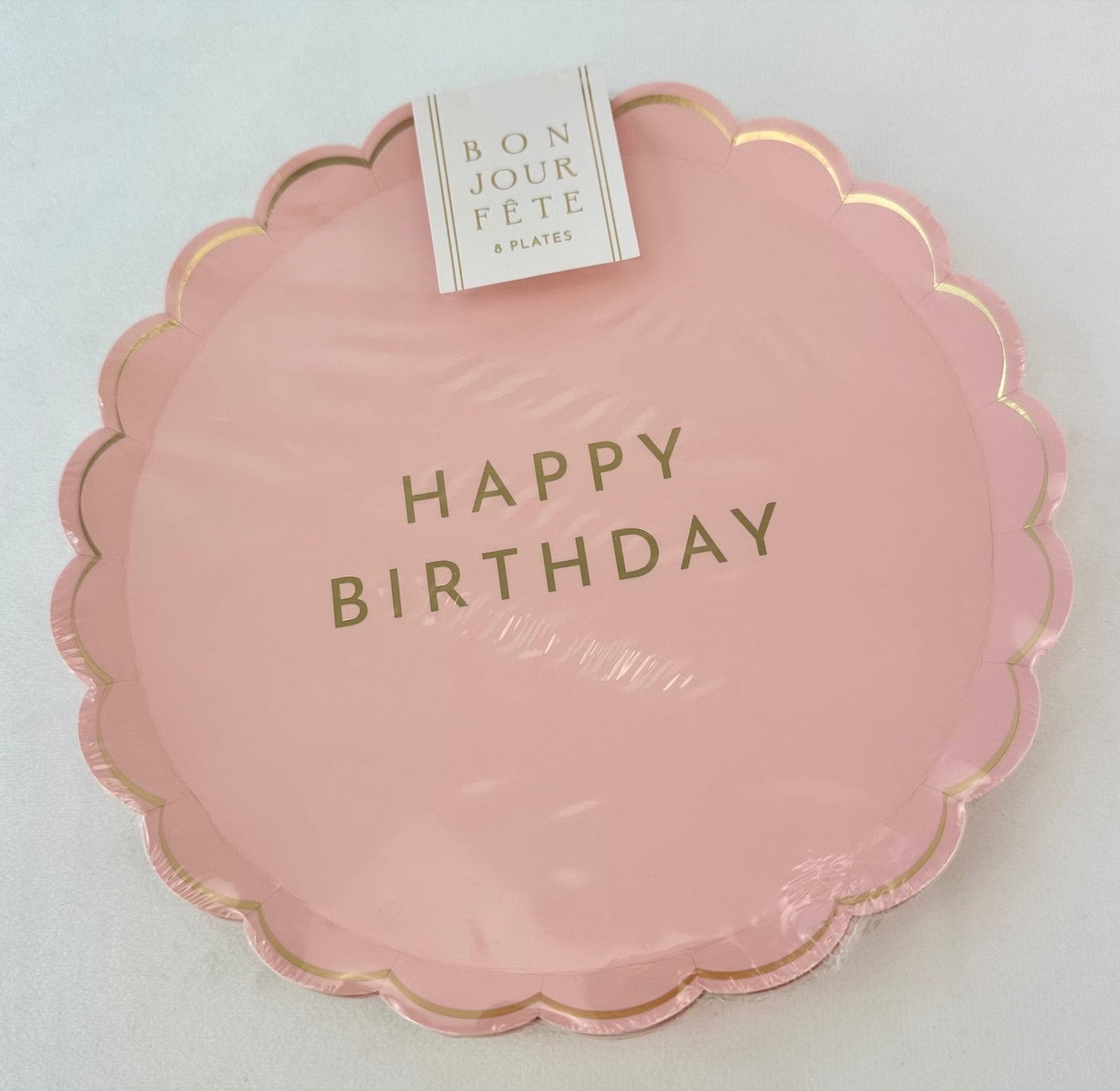 Scalloped Pale Pink Happy Birthday Plates 8ct - Stesha Party