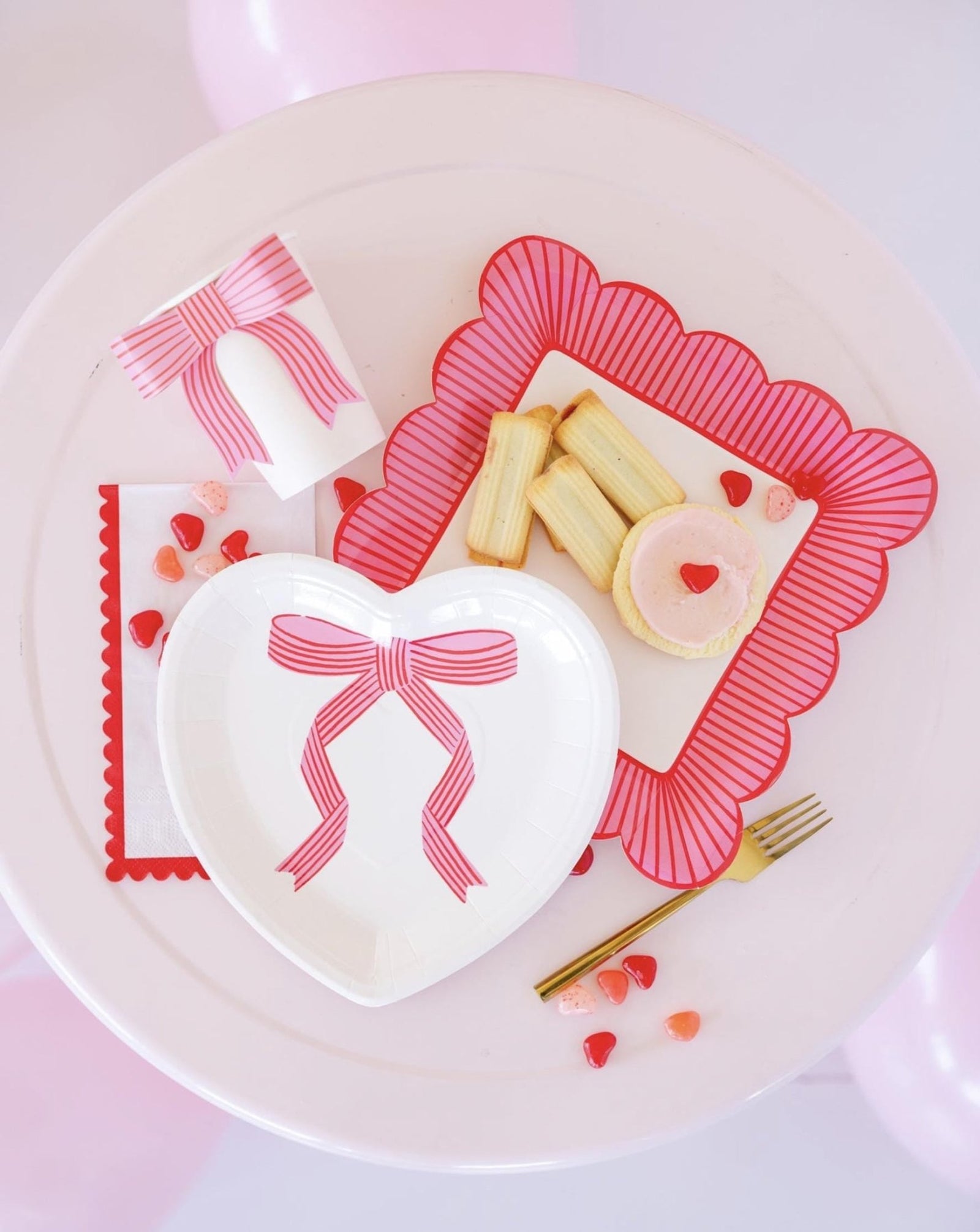 Scalloped Square Pink Plates - Stesha Party