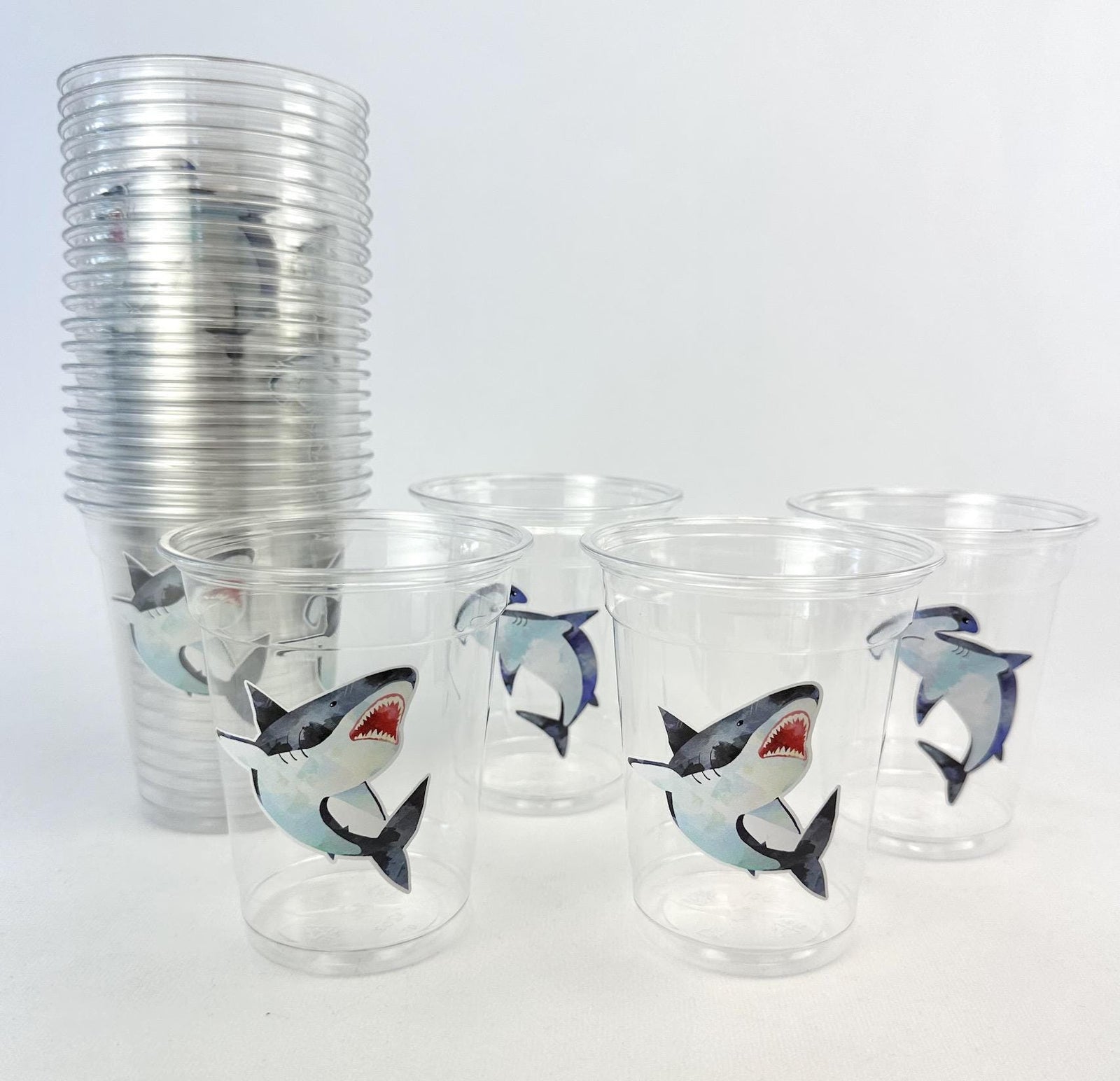 Shark Birthday Party Cups 24ct - Stesha Party