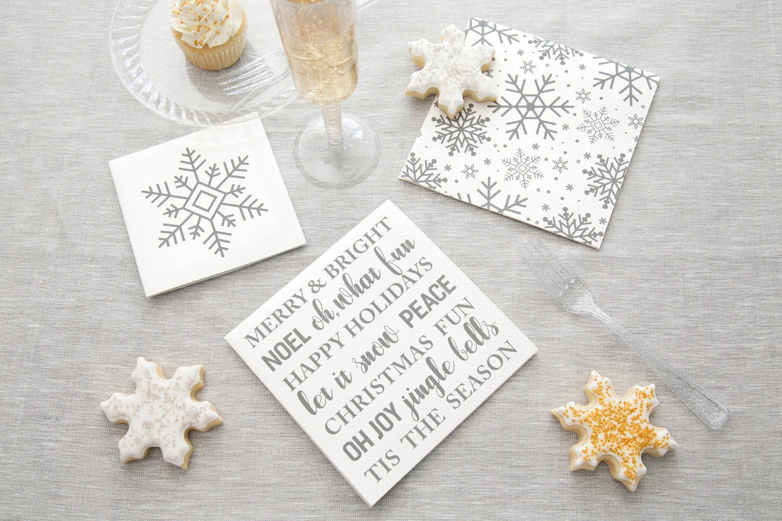 Silver Snowflake Party Napkins - Stesha Party