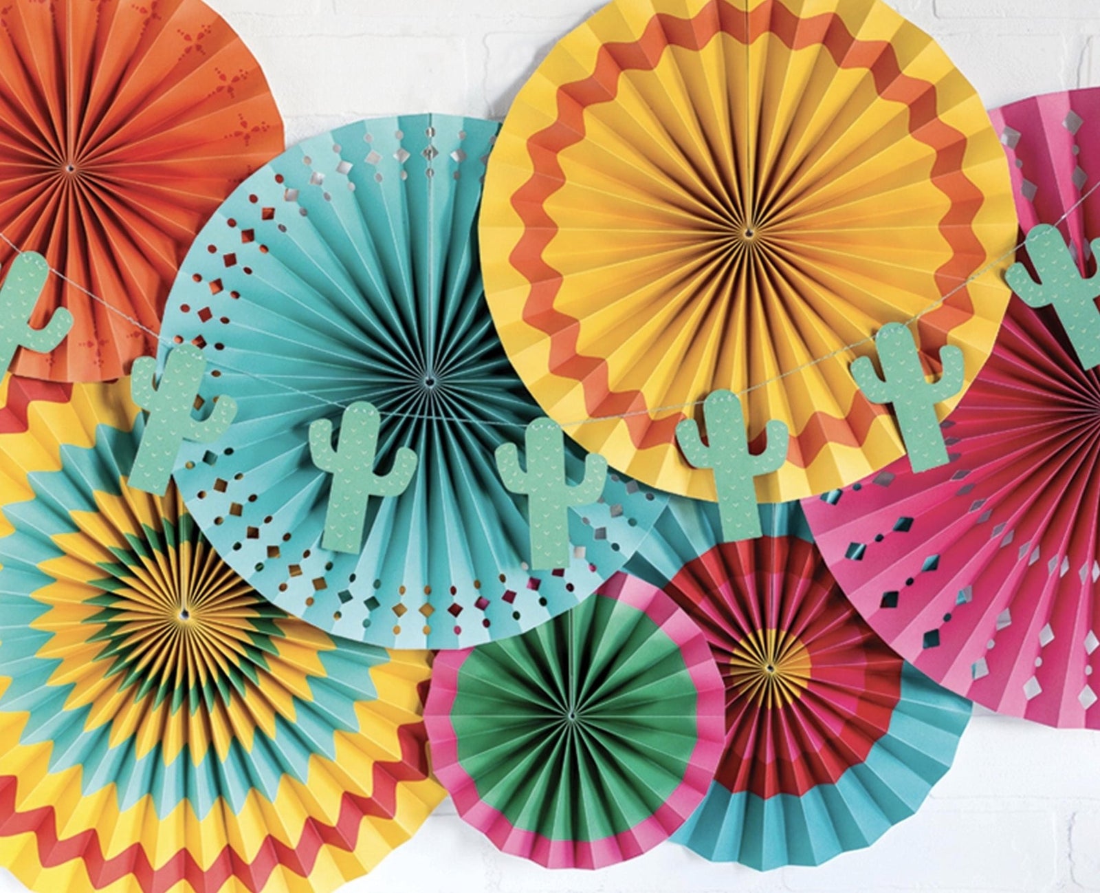 Small Green Cactus Paper Party Banner 6ft - Stesha Party