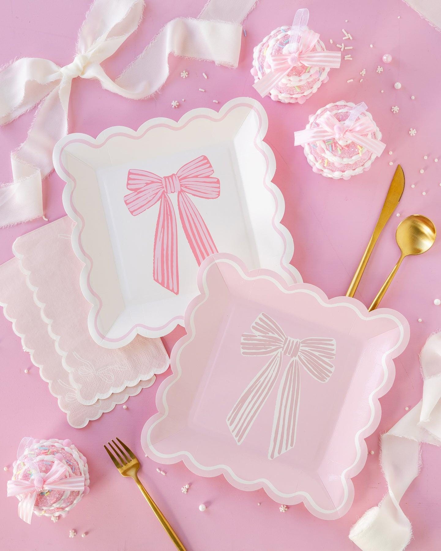 Soft Pink Bow Dinner Napkins 24ct - Stesha Party