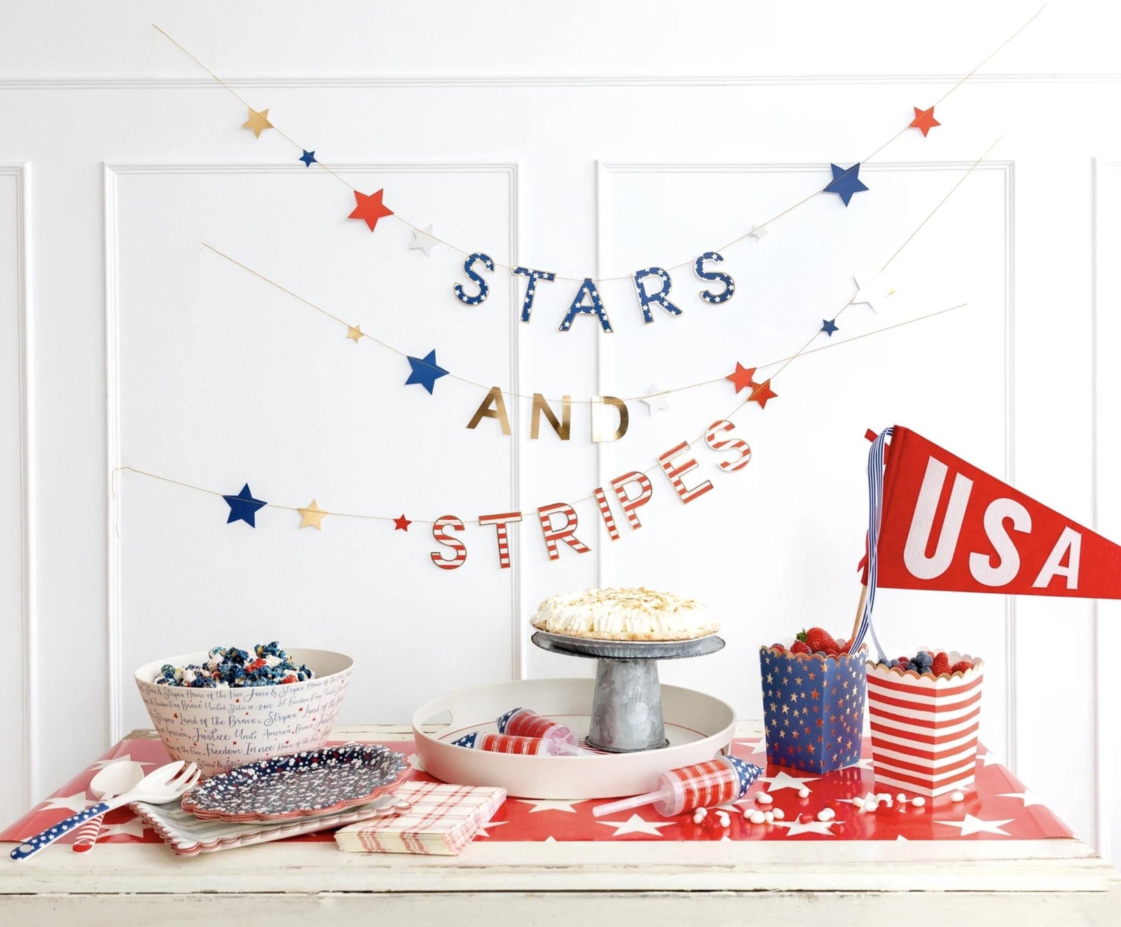 Stars & Stripes Party Banner Set - Stesha Party