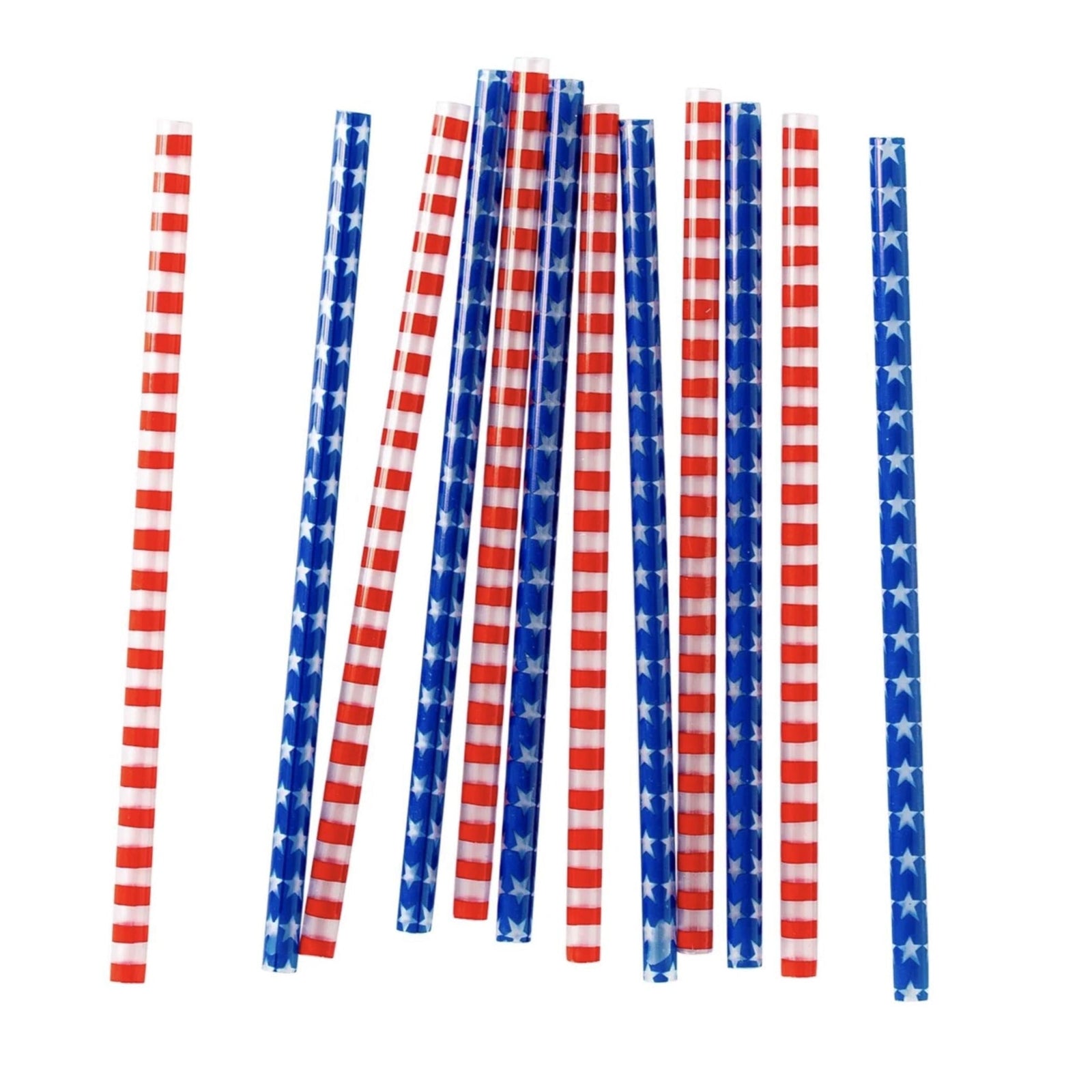 Stars & Stripes Reusable Plastic Straws 12ct - Stesha Party