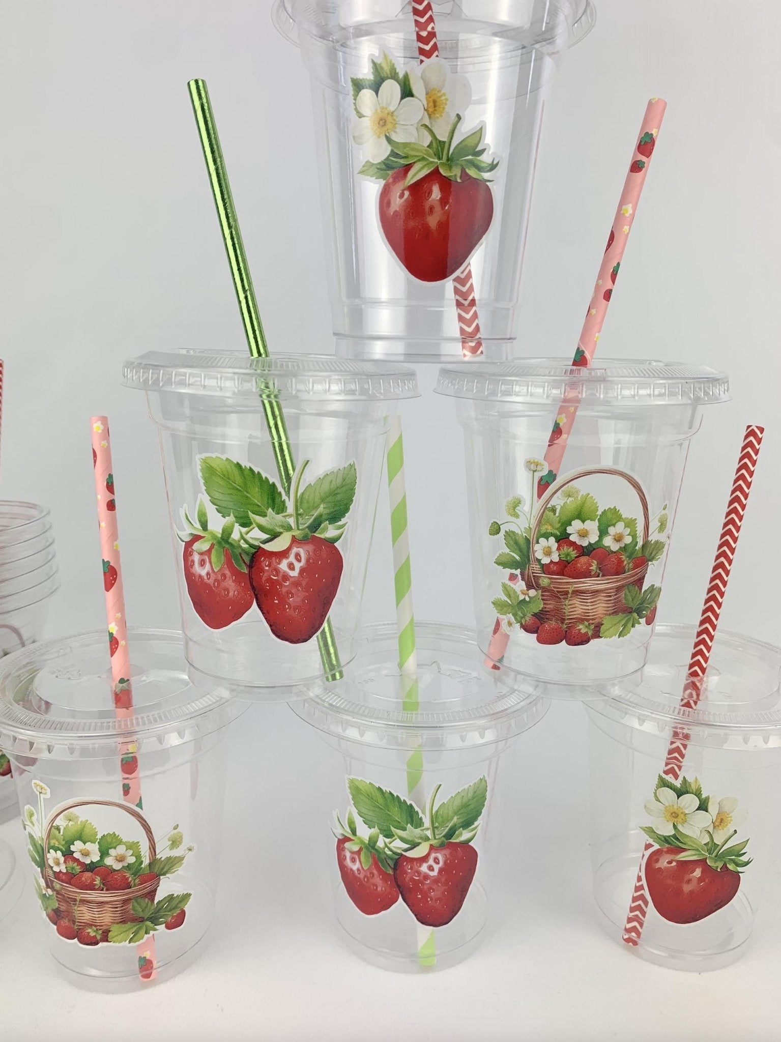Strawberry Party Cups 12ct - Stesha Party