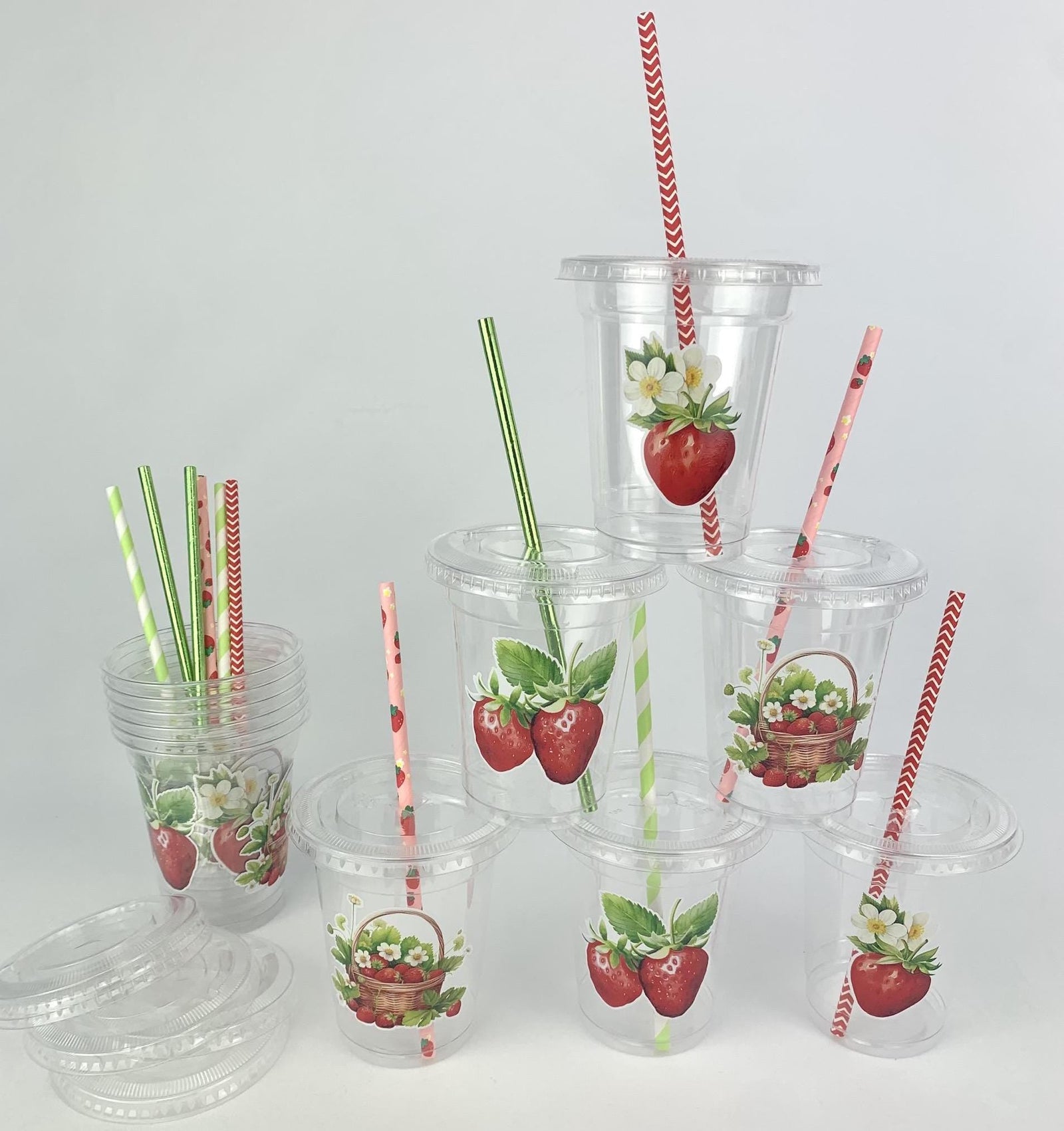 Strawberry Party Cups 12ct - Stesha Party