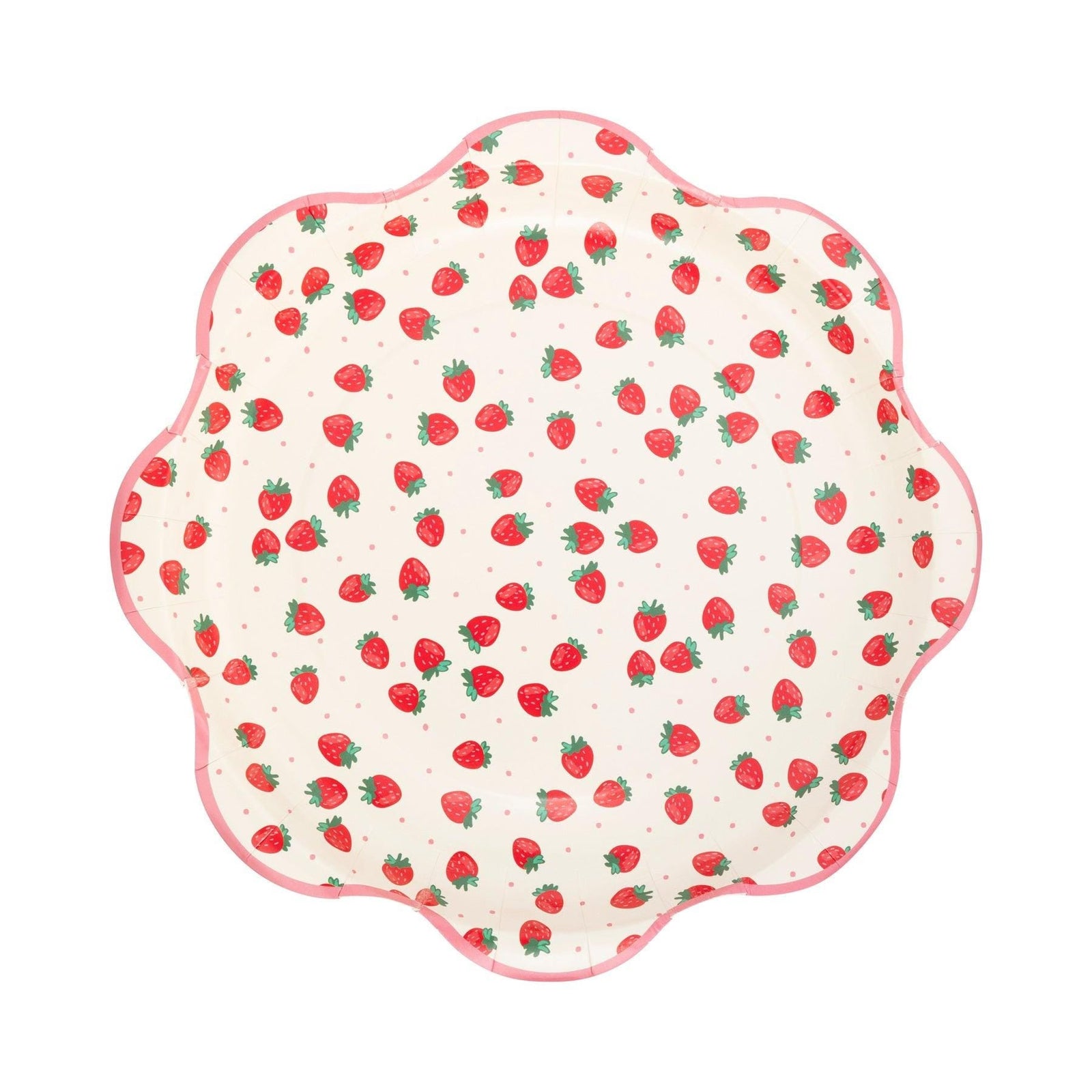 Strawberry Scalloped Plates 8ct - Stesha Party