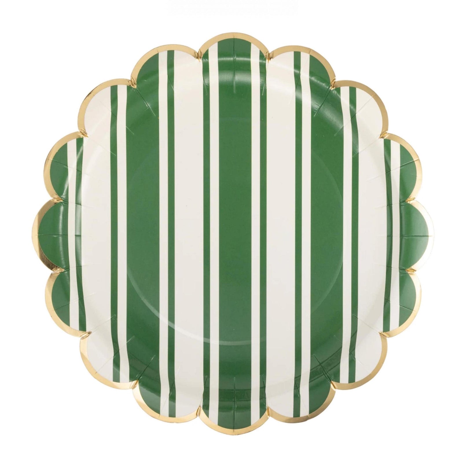 Striped Green Scalloped Dinner Plates 8ct - Stesha Party