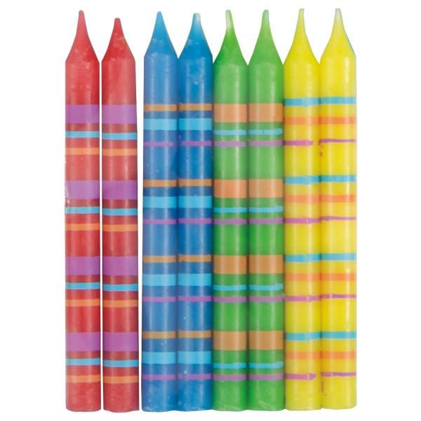 Striped Rainbow Birthday Candles 8ct - Stesha Party