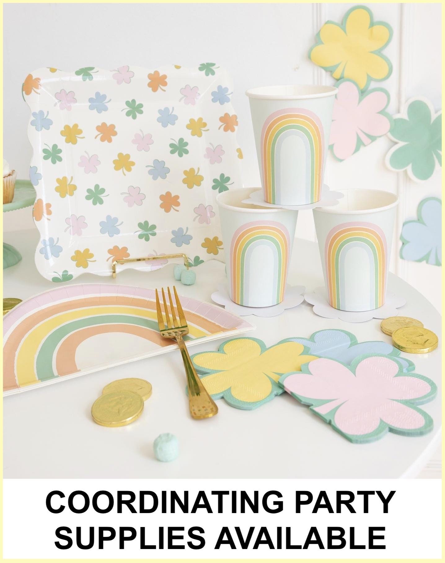 Striped Shamrock Gold Edge Dessert Plates - Stesha Party