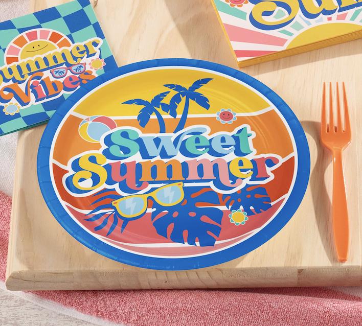 Summer Birthday Party 9" Paper Plates - Stesha Party