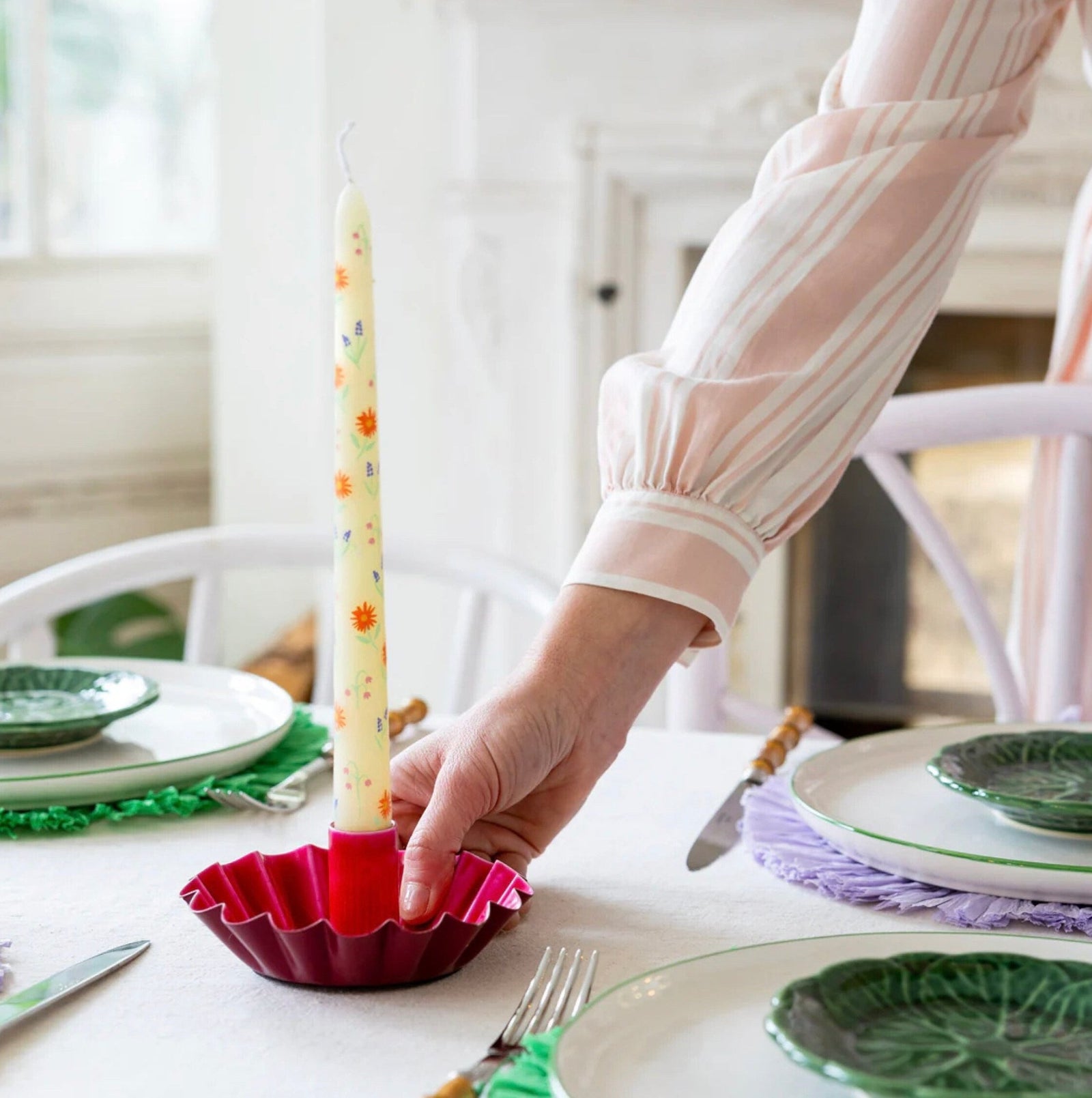 Tall Floral Printed Taper Candles 2ct - Stesha Party