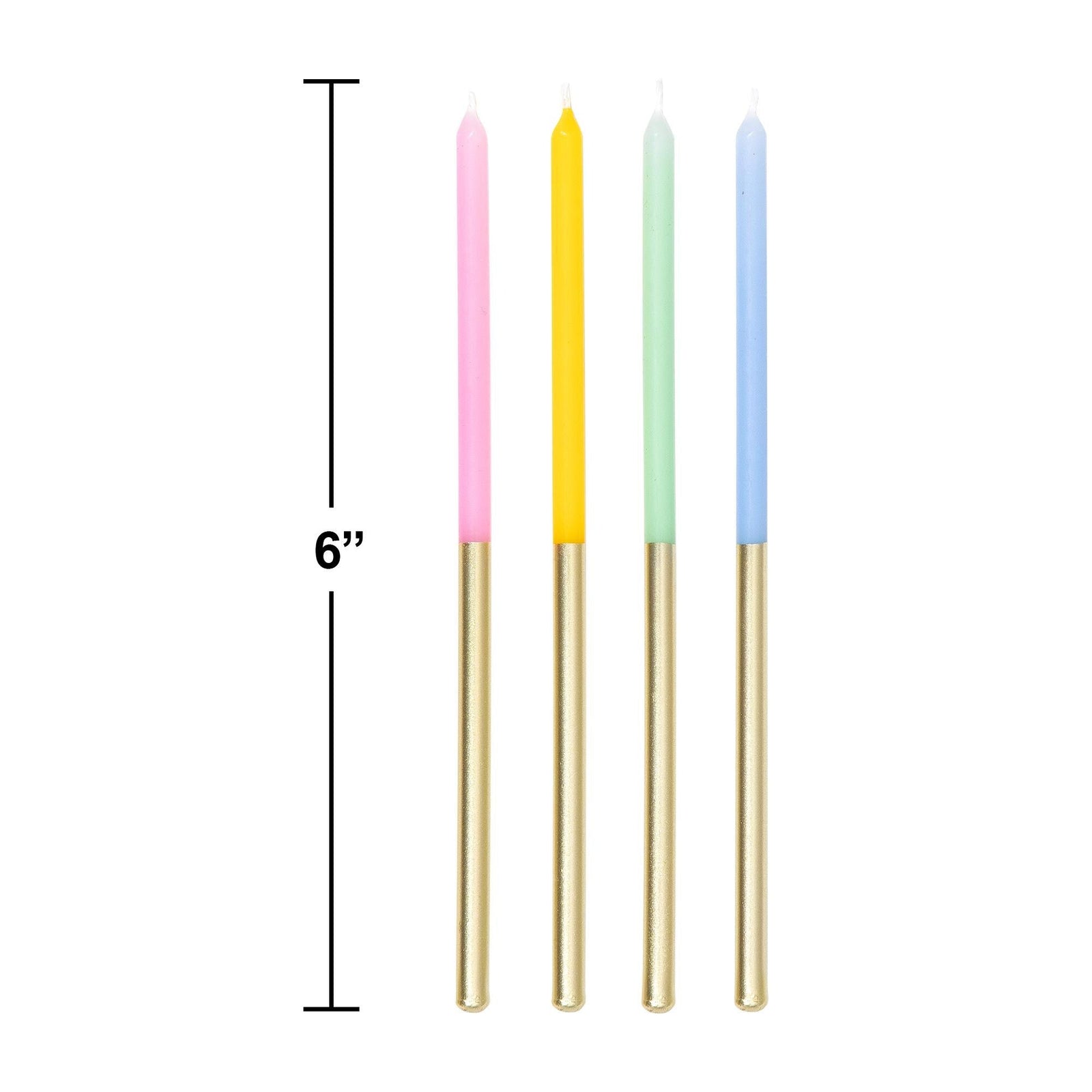 Tall Pastel & Gold Birthday Candles 12ct - Stesha Party