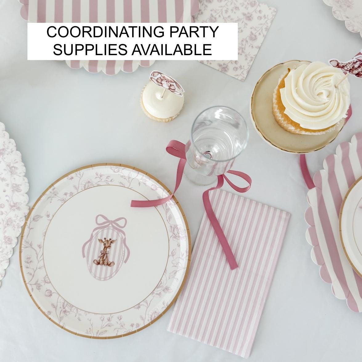 Teddy Bear Pink Bow Plates 12ct - Stesha Party