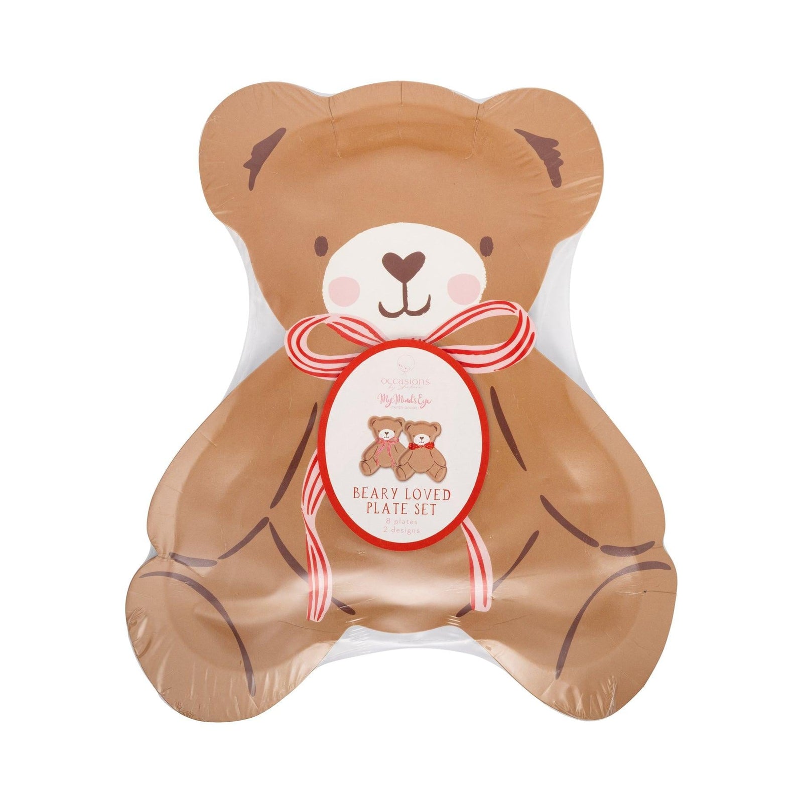 Teddy Bear With Bow Shaped Plates Set - Stesha Party