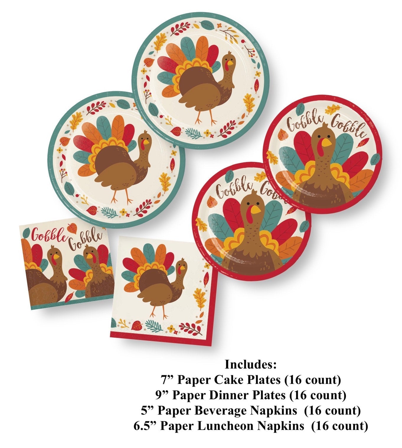 Thanksgiving Turkeys Plate & Napkin Sets - Stesha Party