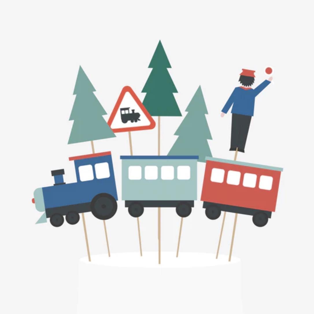 Train Cake Toppers 8ct - Stesha Party