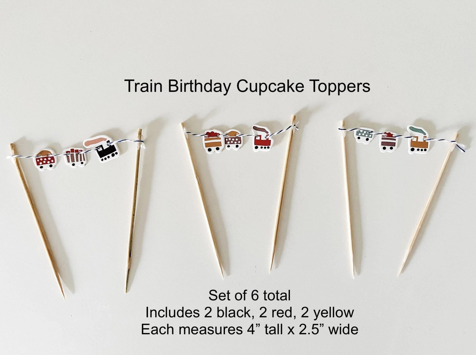 Train Cupcake Banners 6ct - Stesha Party
