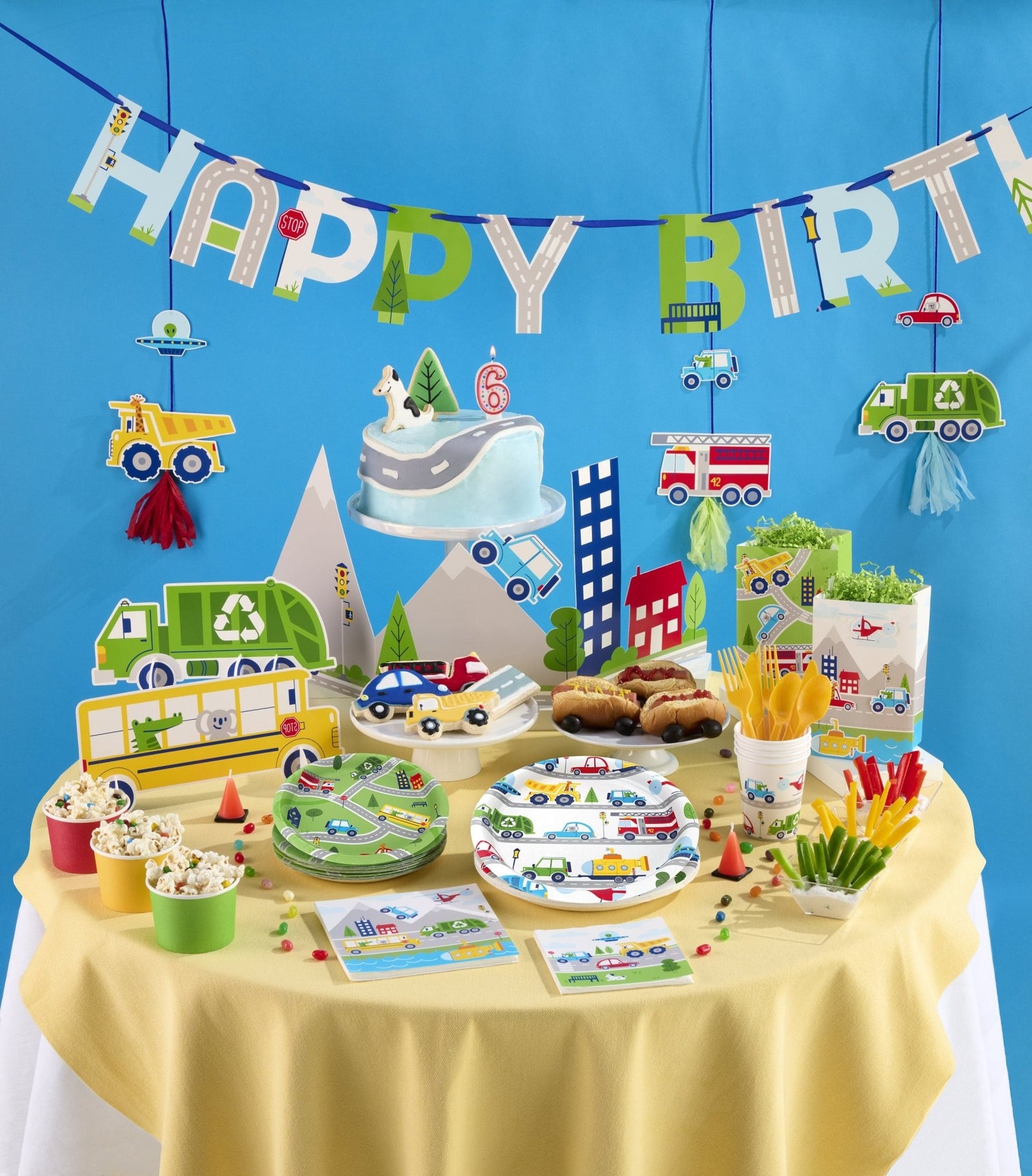 Transportation Birthday Party Beverage Napkins - Stesha Party