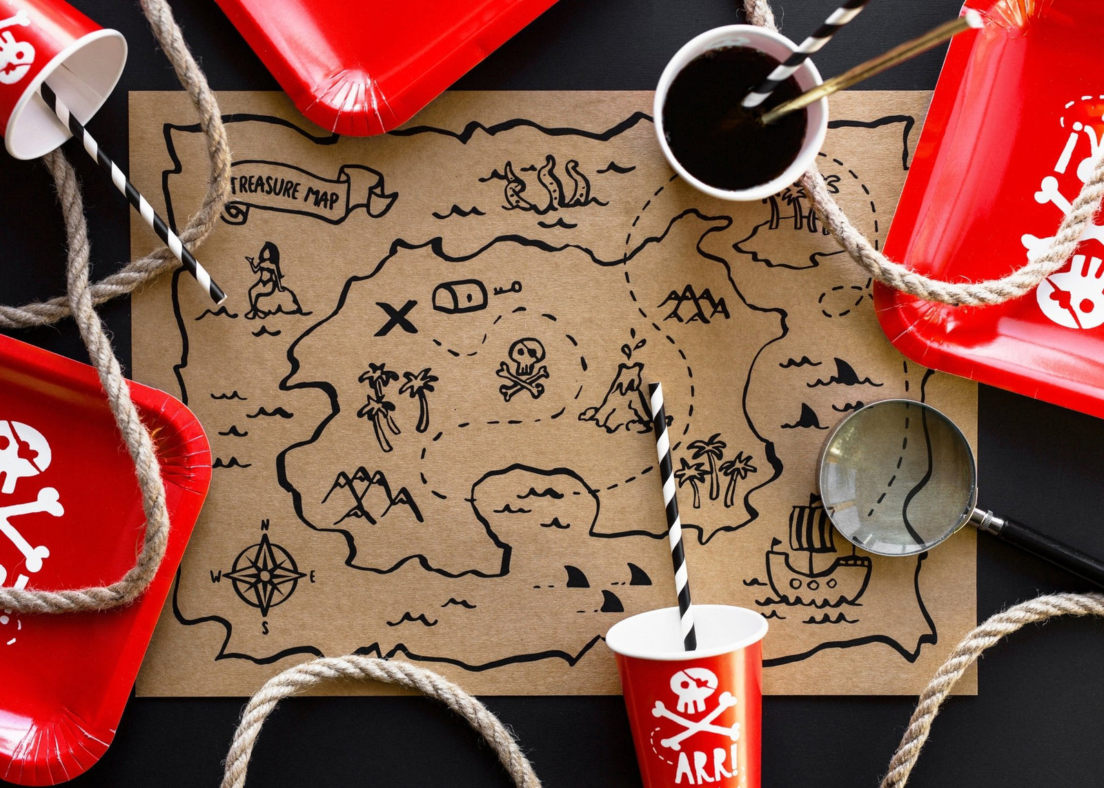 Treasure Map Placemats 6ct - Stesha Party
