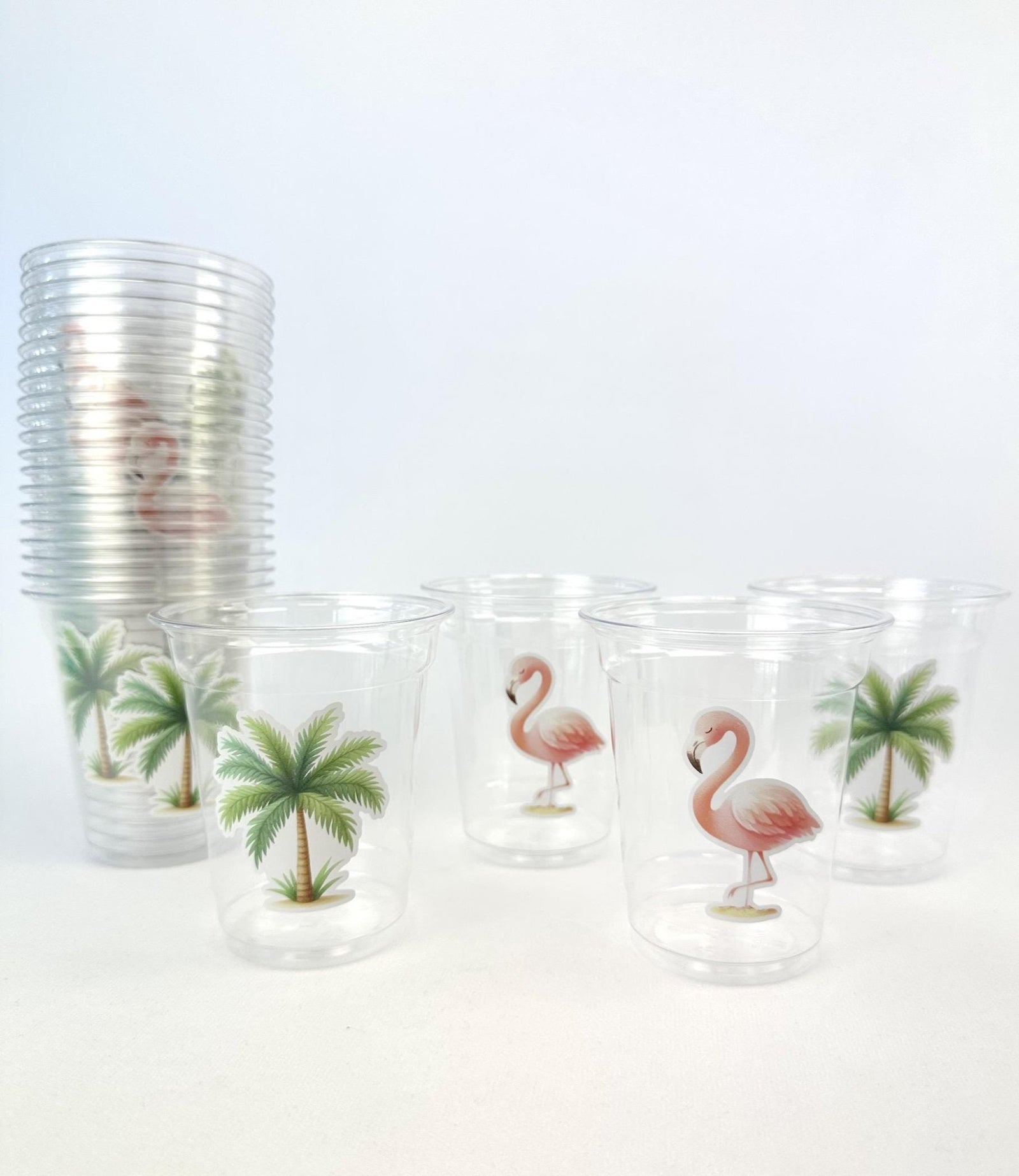 Tropical Flamingo Palm Tree Party Cups - Stesha Party