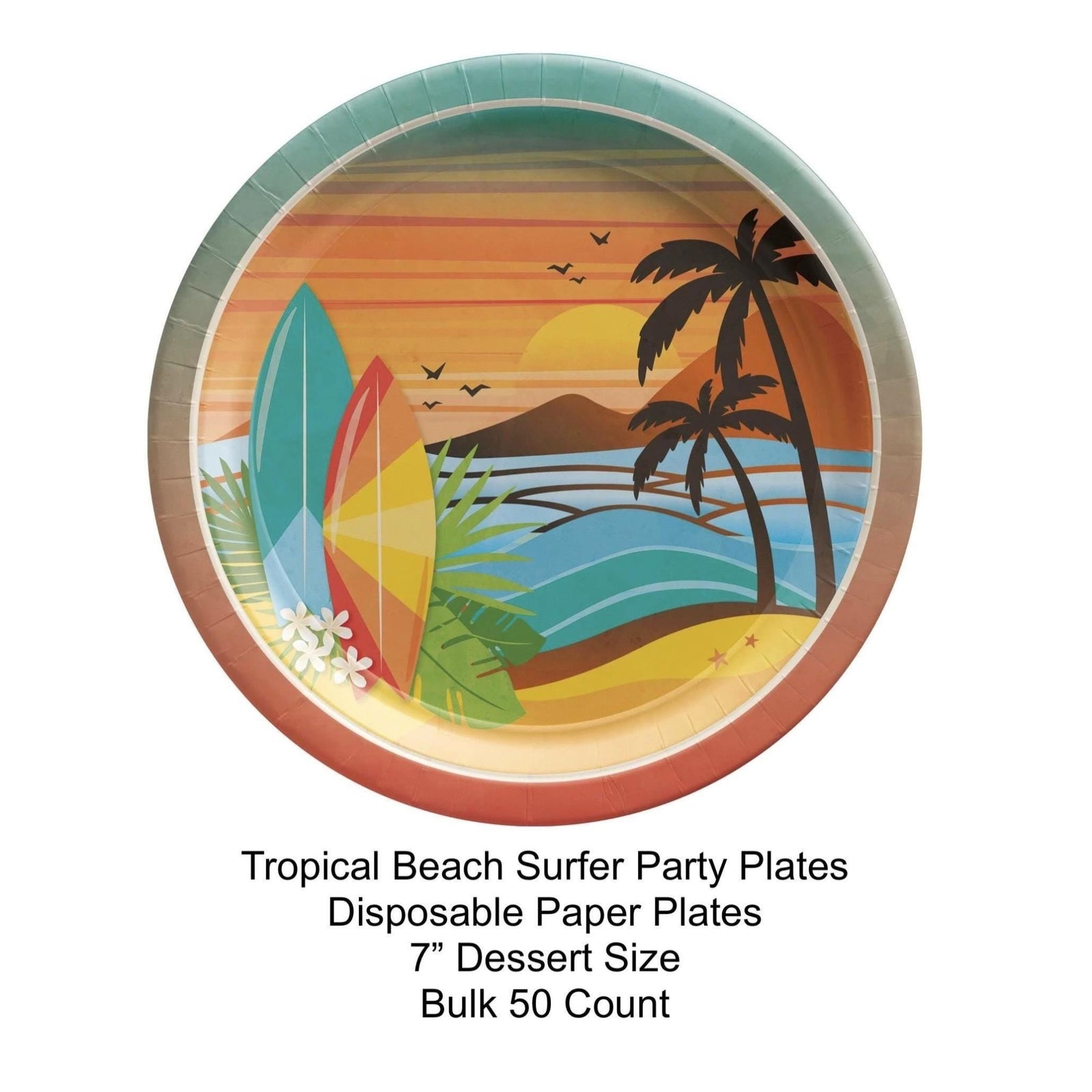 Tropical Surfer Party Cake Plates 8ct - Stesha Party