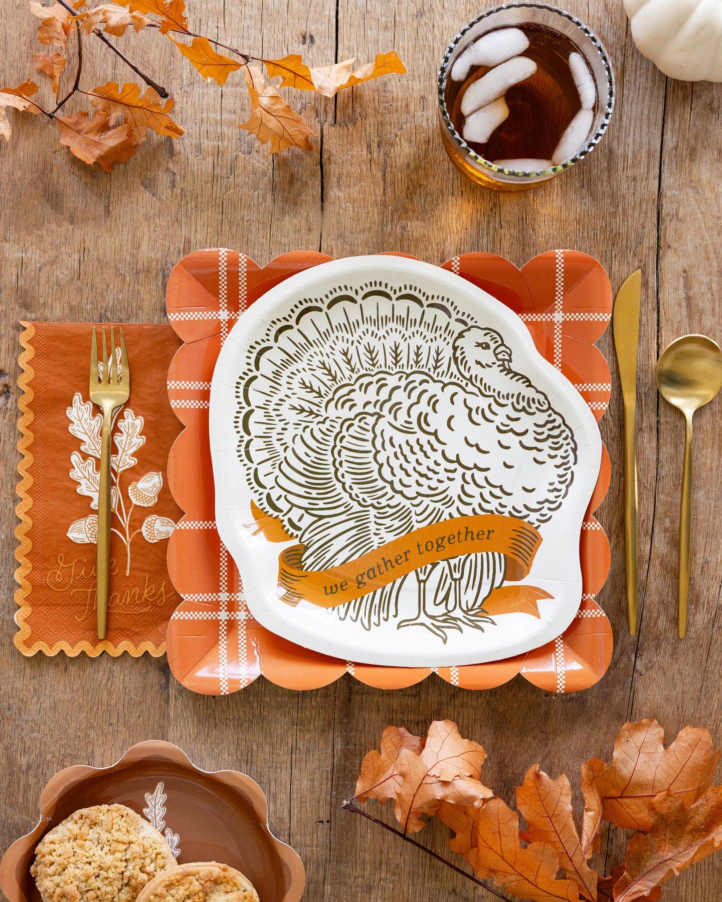 Turkey Shaped Thanksgiving Plates - Stesha Party