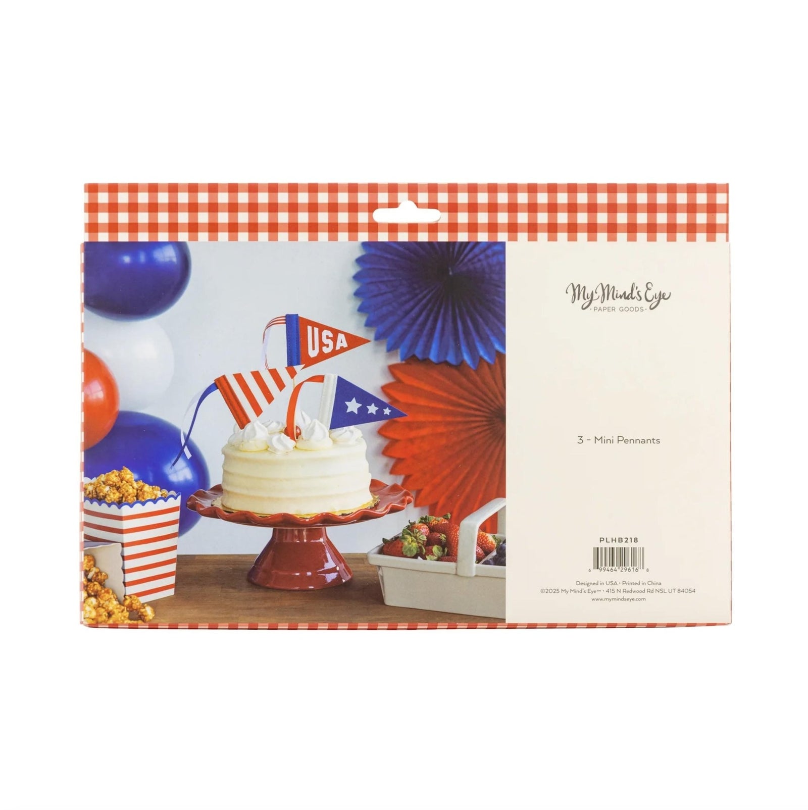 USA Mini Felt Flag Cake Toppers 3ct - Stesha Party