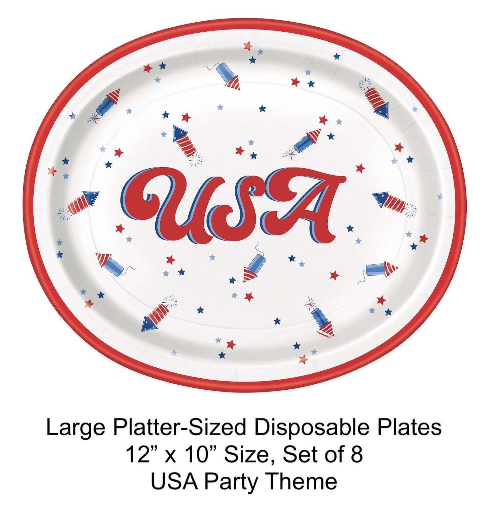 USA Oval Paper Plates 8ct - Stesha Party