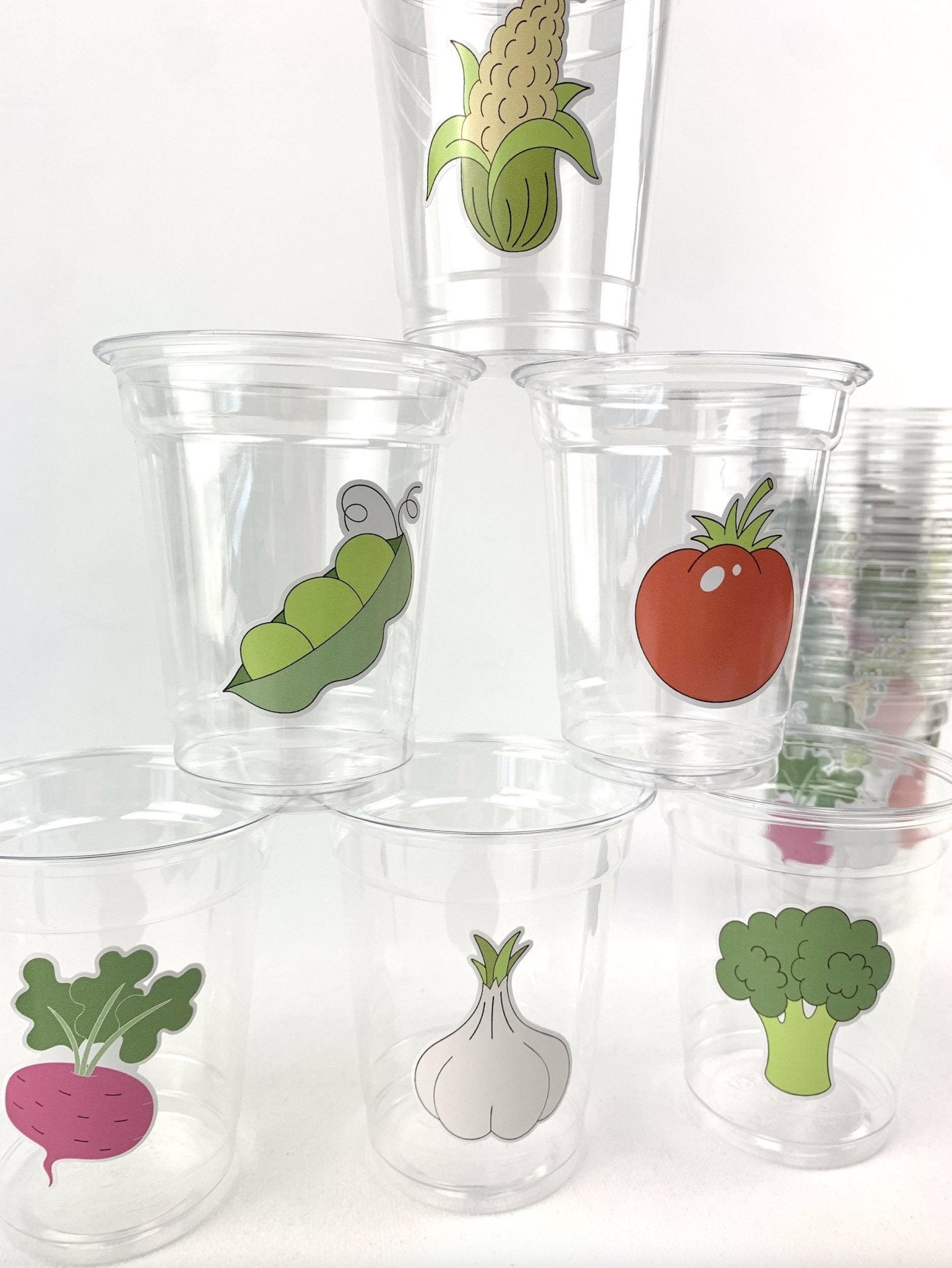 Veggie Party Cups 24ct 12oz Plastic Cups - Stesha Party