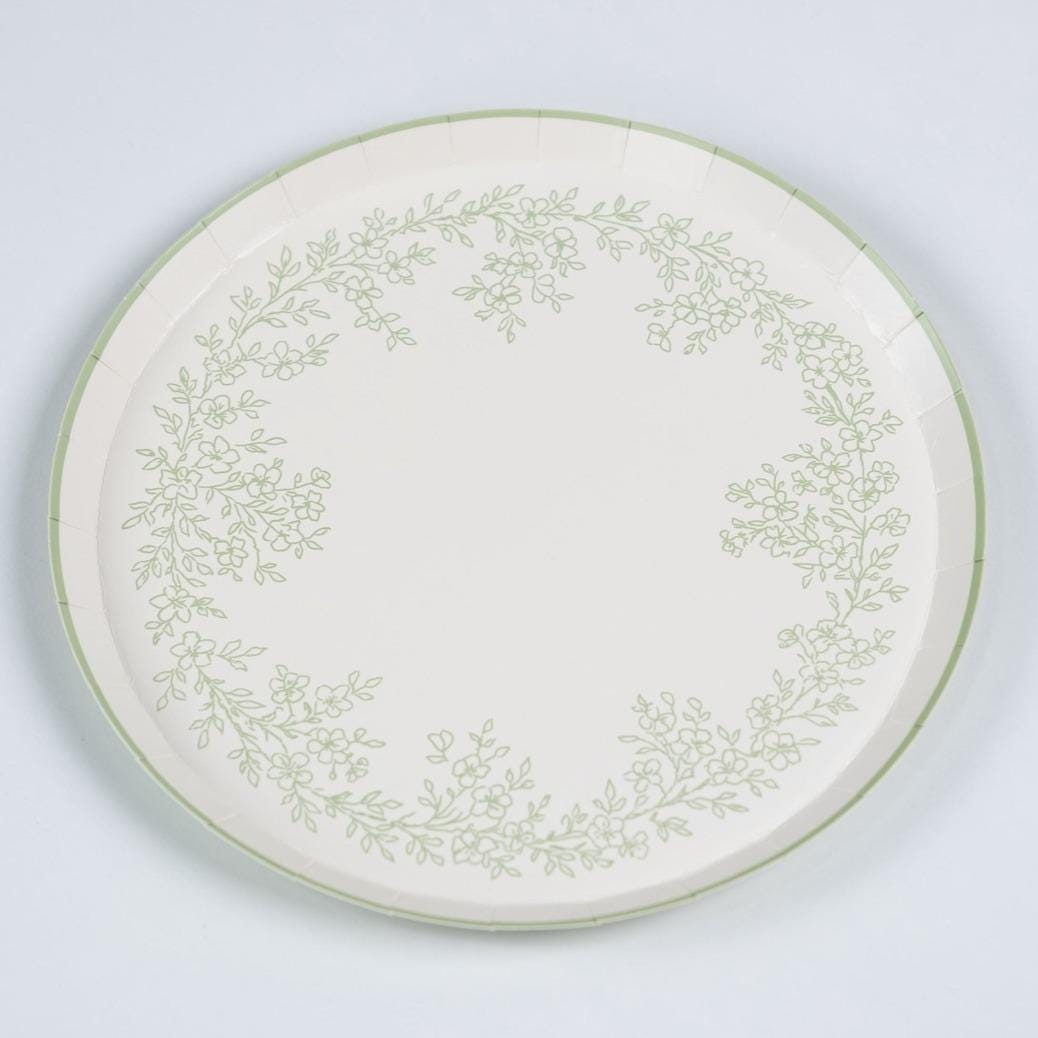 White Floral Dessert Plates 8ct - Stesha Party