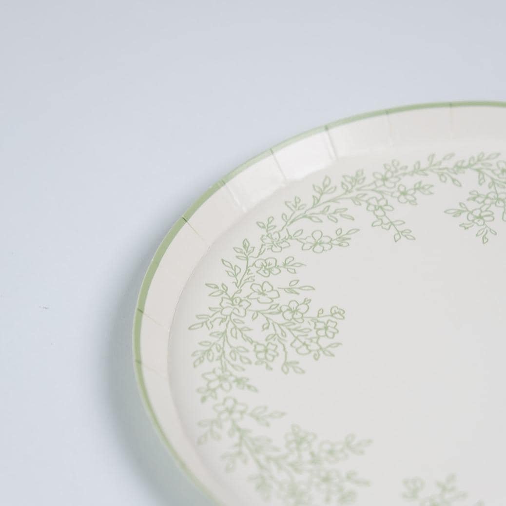 White Floral Dessert Plates 8ct - Stesha Party