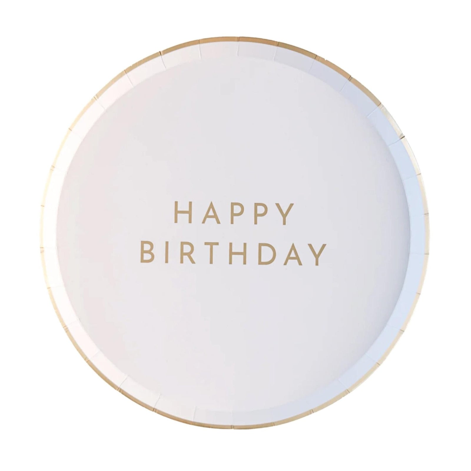 White & Gold Birthday Paper Dessert Plates 8ct - Stesha Party