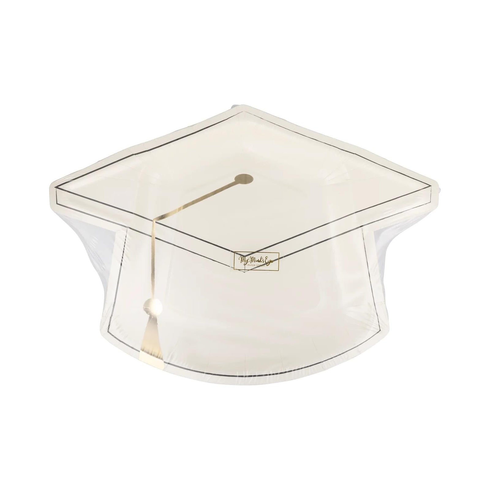 White Graduation Cap Shaped Plates 8ct - Stesha Party