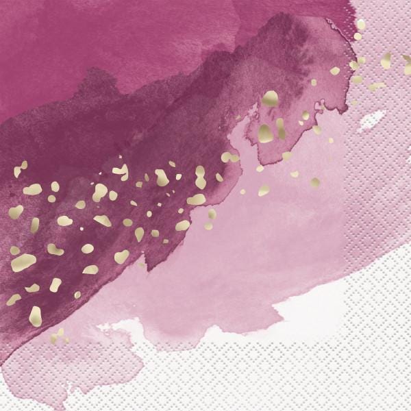 Wine & Gold Foil Luncheon Napkins 16ct - Stesha Party