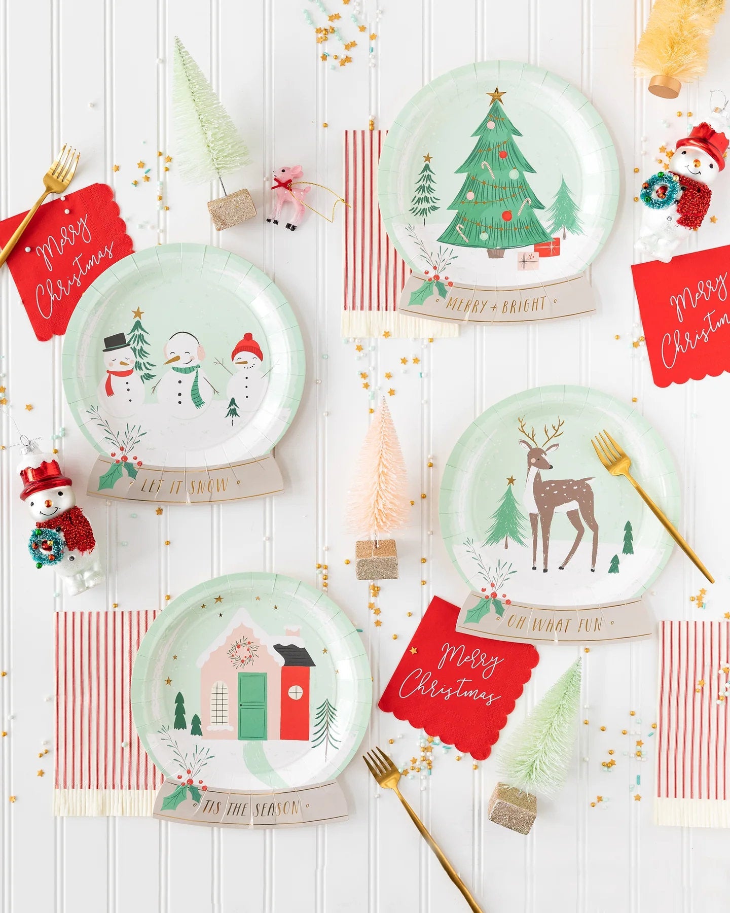 Winter Wonderland Snow Globe Plates - Stesha Party