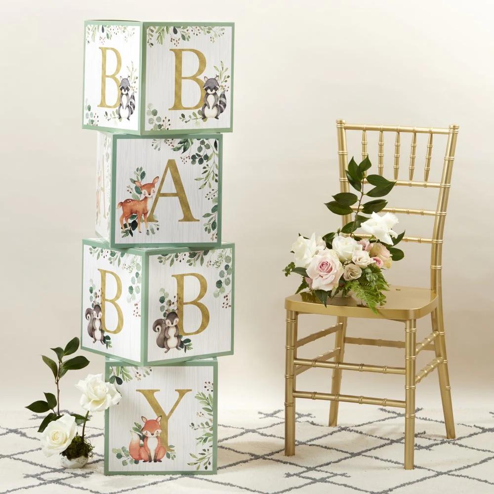 Woodland Baby Block Boxes 4ct - Stesha Party