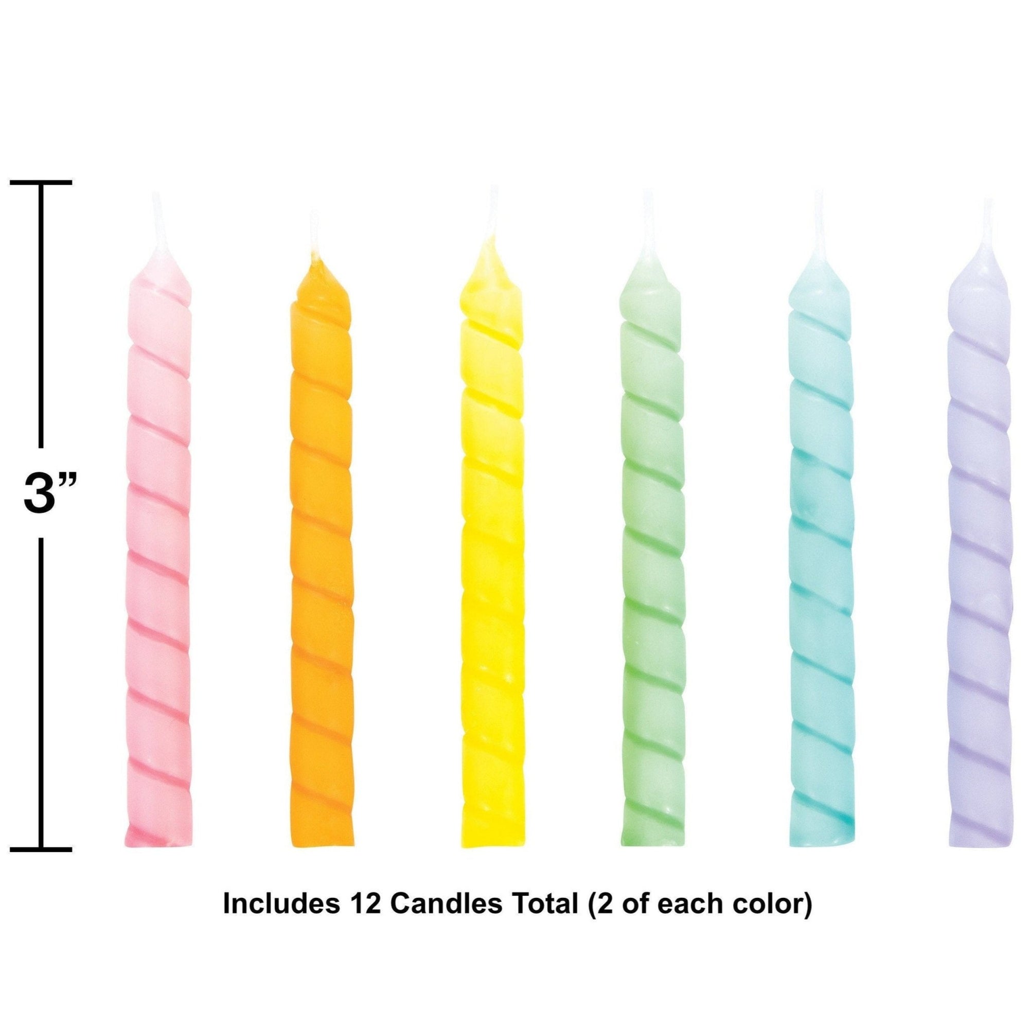 12 Pastel Party Candles - Stesha Party