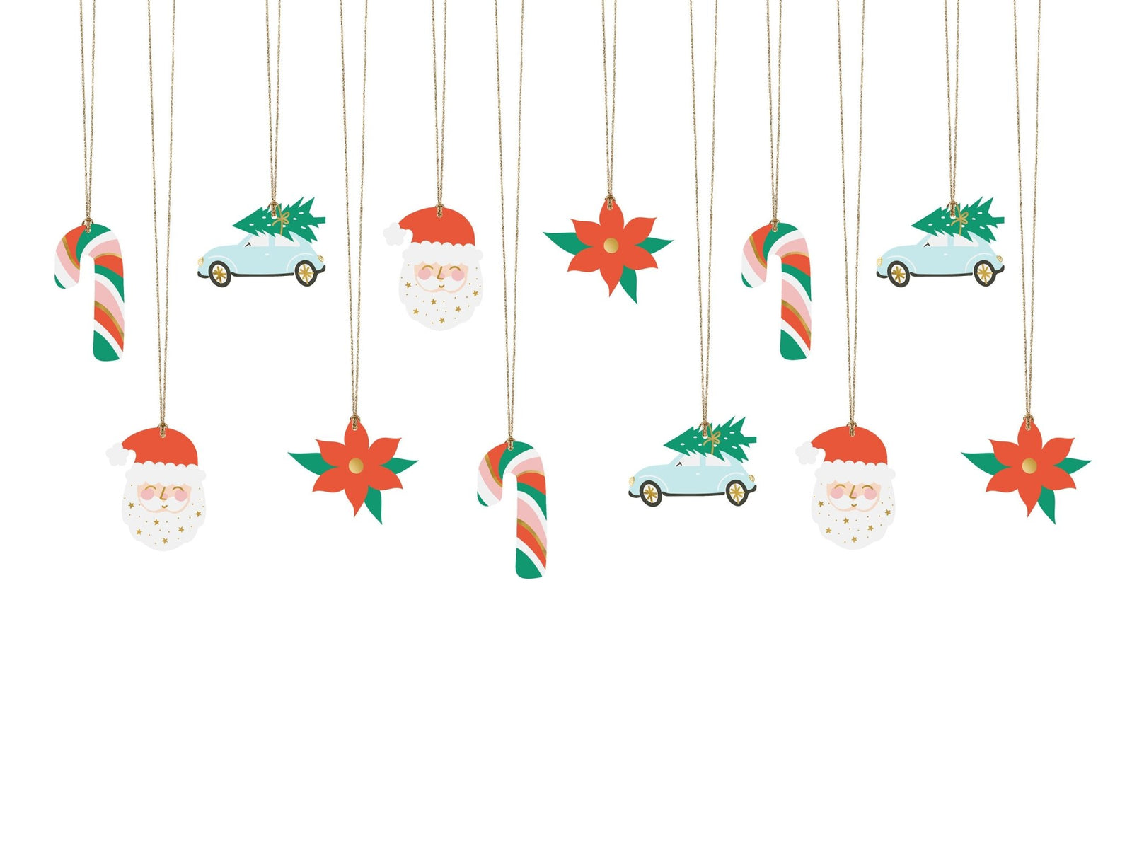 12 Santa & Christmas Car Gift Tags - Stesha Party
