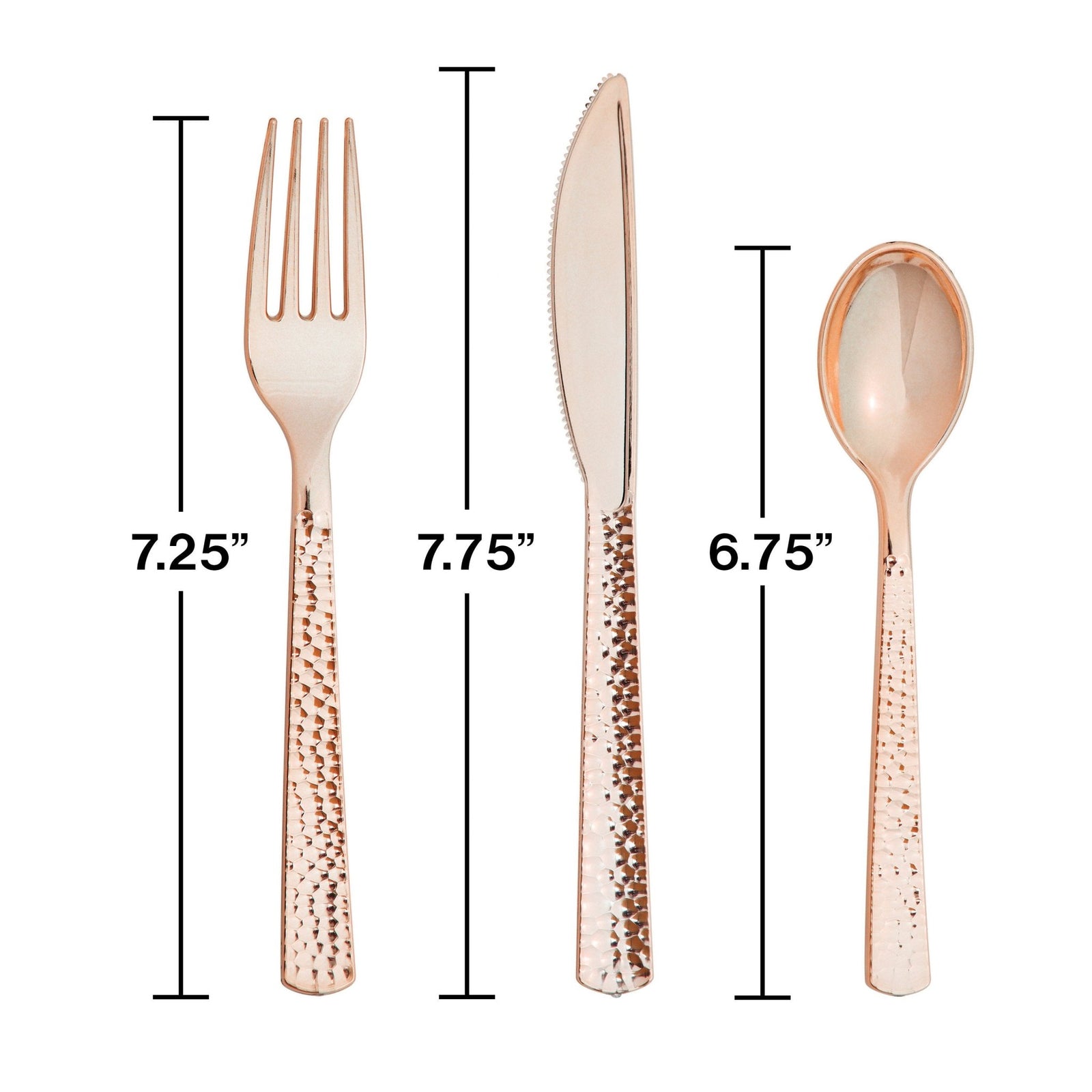24-Set Rose Gold Hammered Plastic Cutlery - Stesha Party