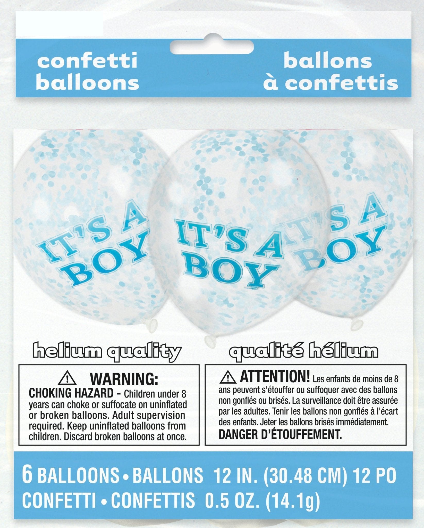 6 Confetti "It's a Boy" Balloons - Stesha Party