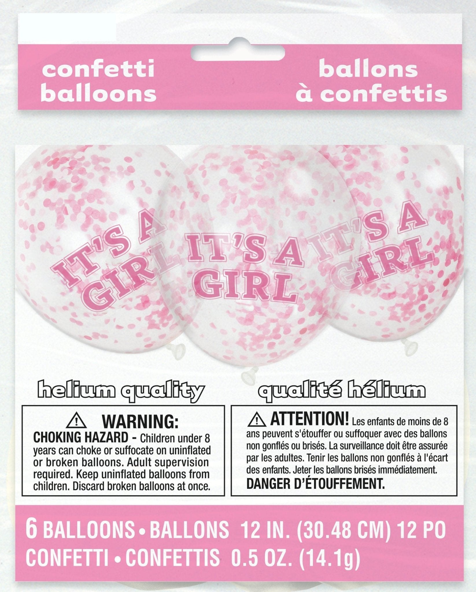 6 Confetti "It's a Girl" Balloons - Stesha Party