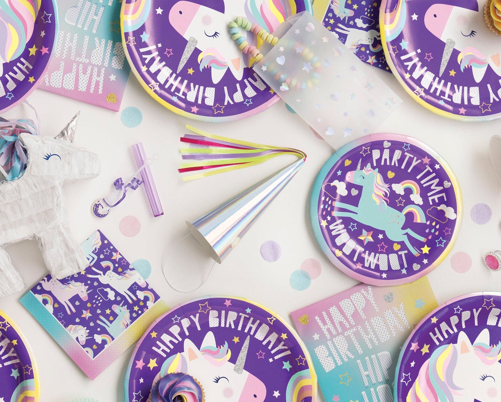 8 Iridescent Unicorn Horn Hats - Stesha Party