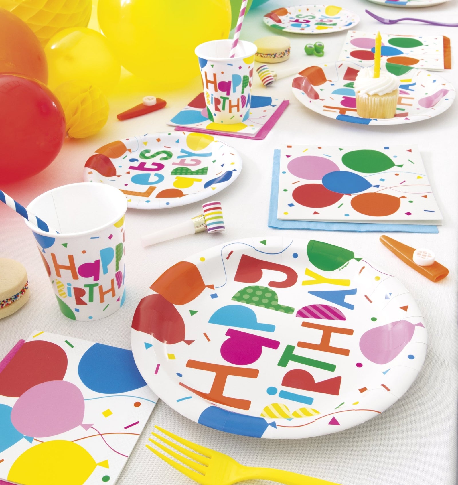 8 Rainbow Party Blowouts with Gold Foil Accents - Stesha Party