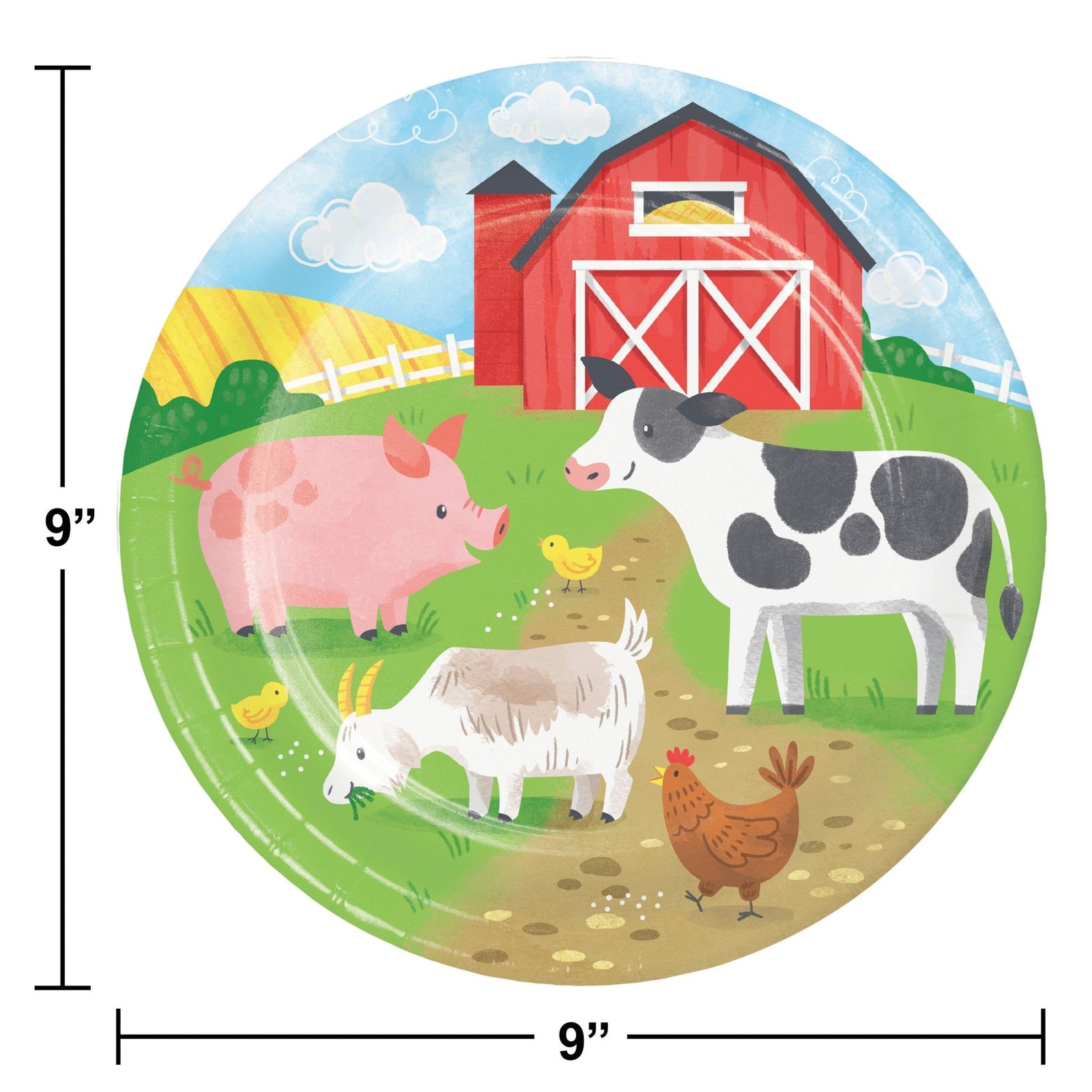 9" Farm Party Plates - Stesha Party
