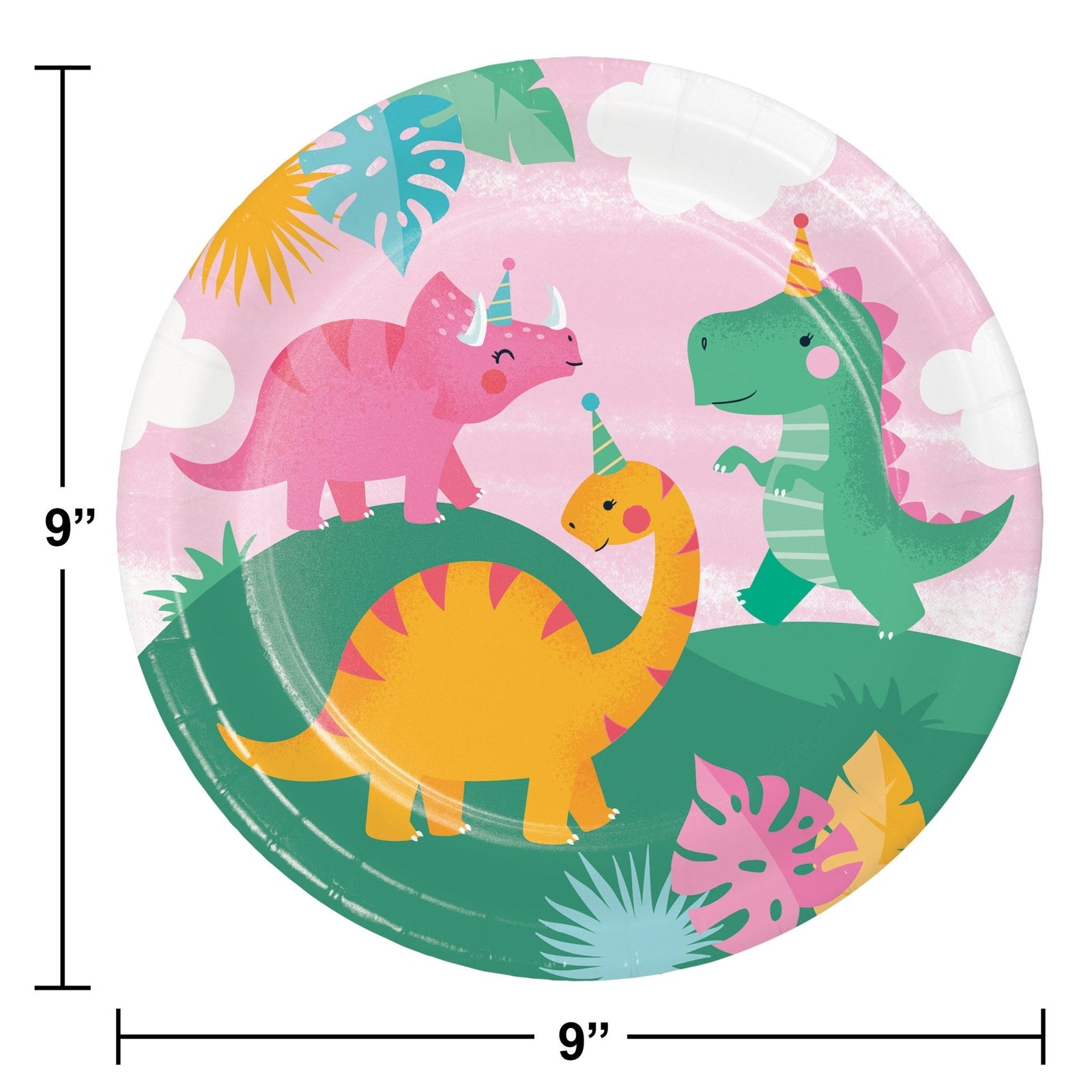 9" Girl Dinosaur Party Plates - Stesha Party